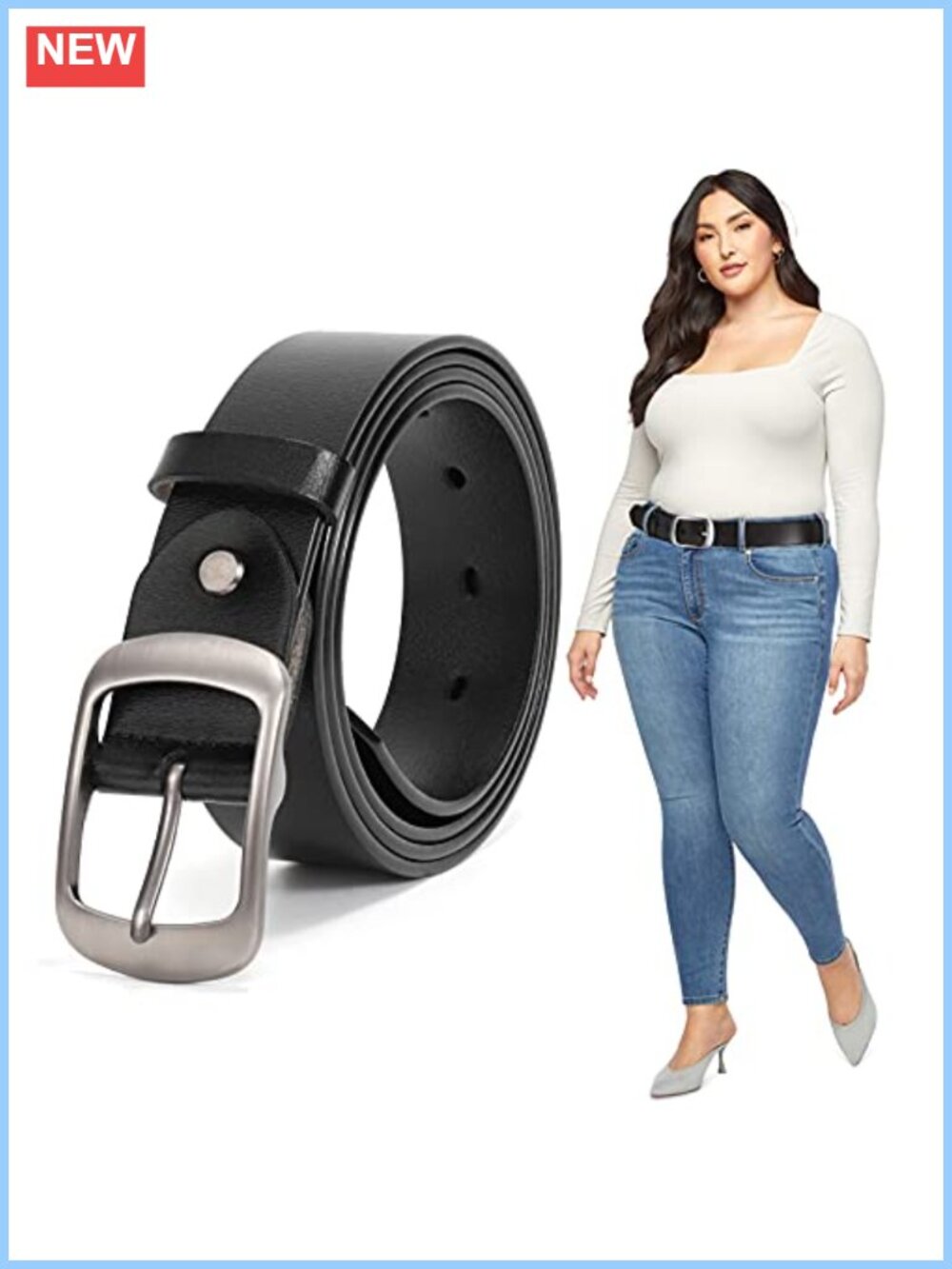 Plus Size Leather Waist Belt with Metal Pin Buckle for Jeans
